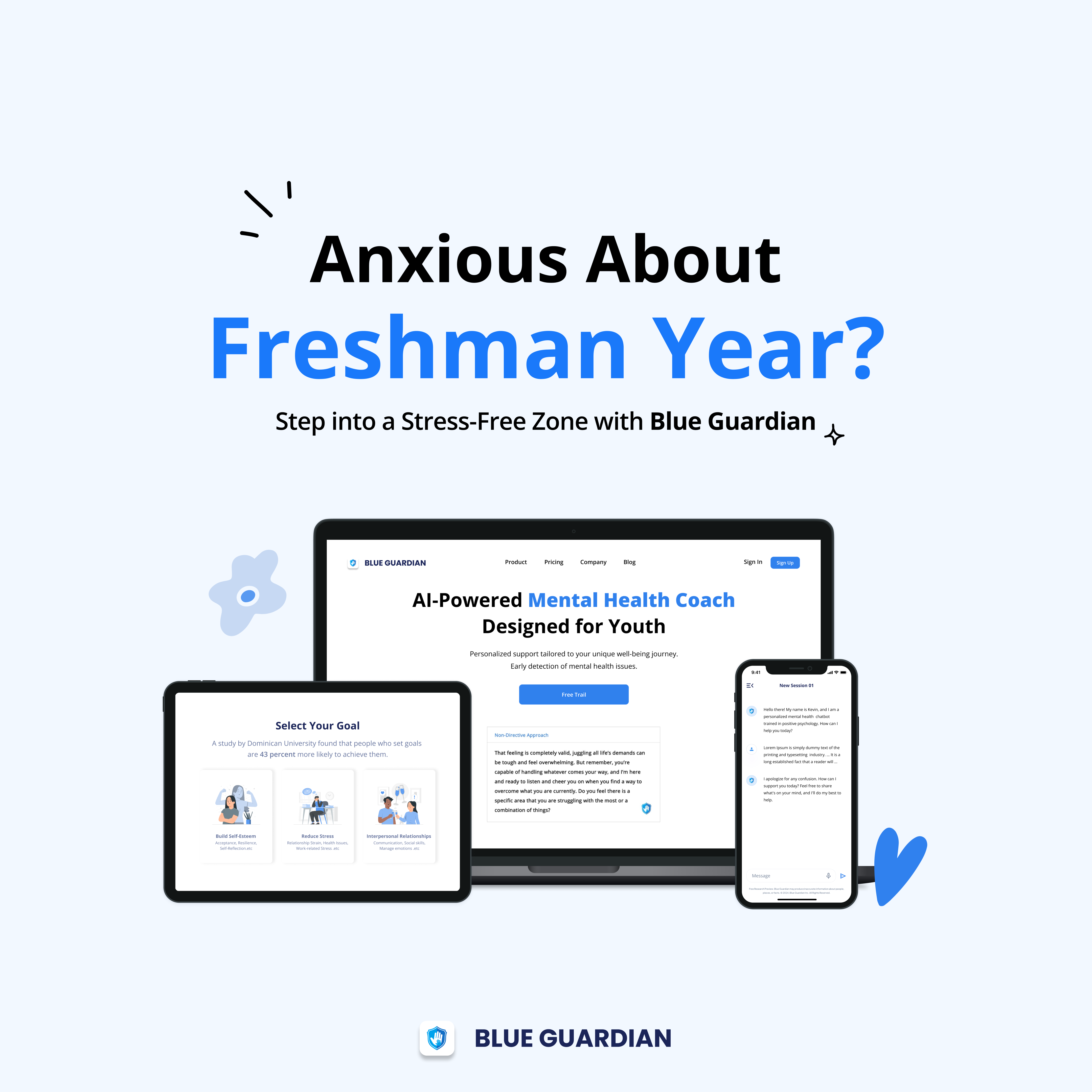Blue Guardian freshman year marketing asset