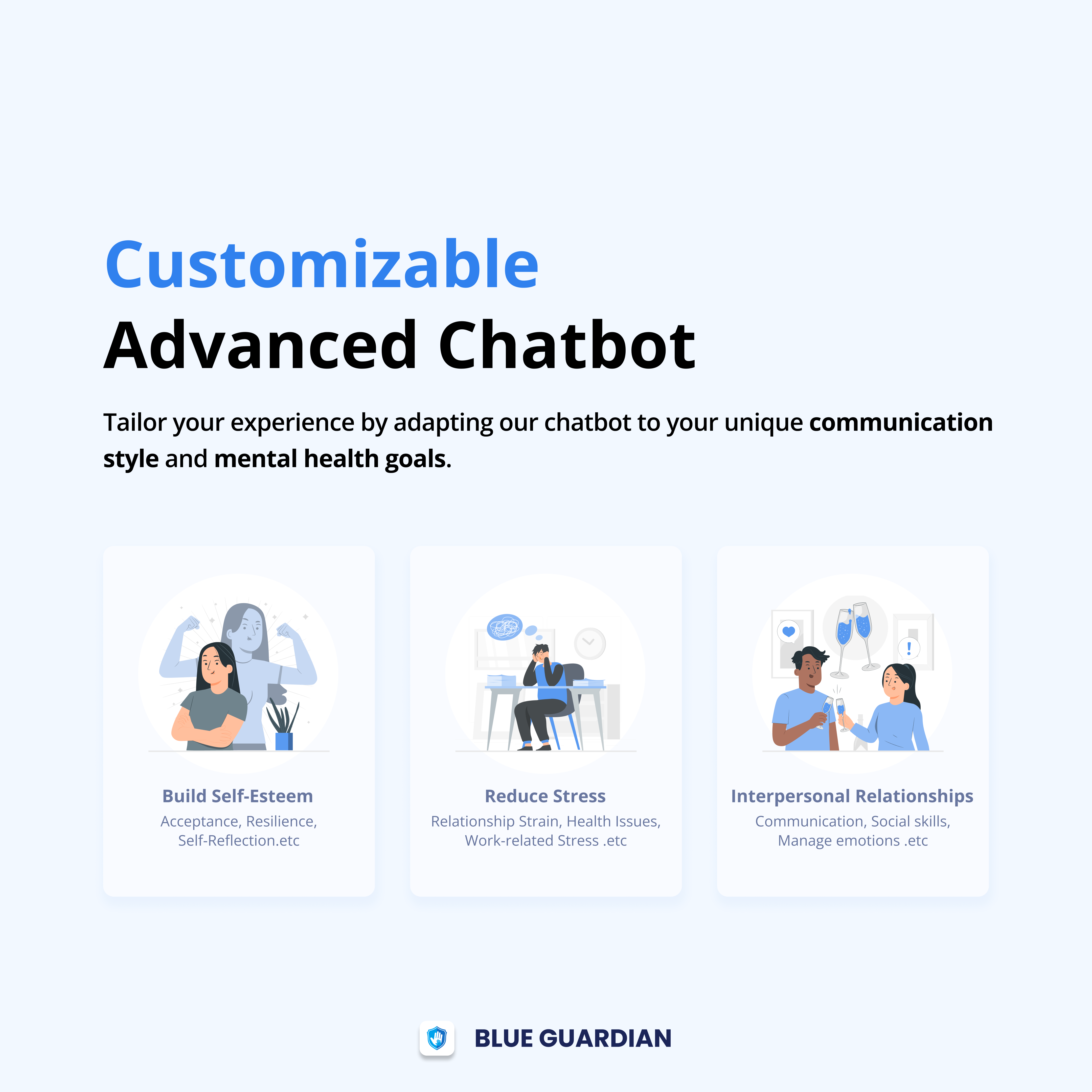 Blue Guardian customizable chatbot marketing asset